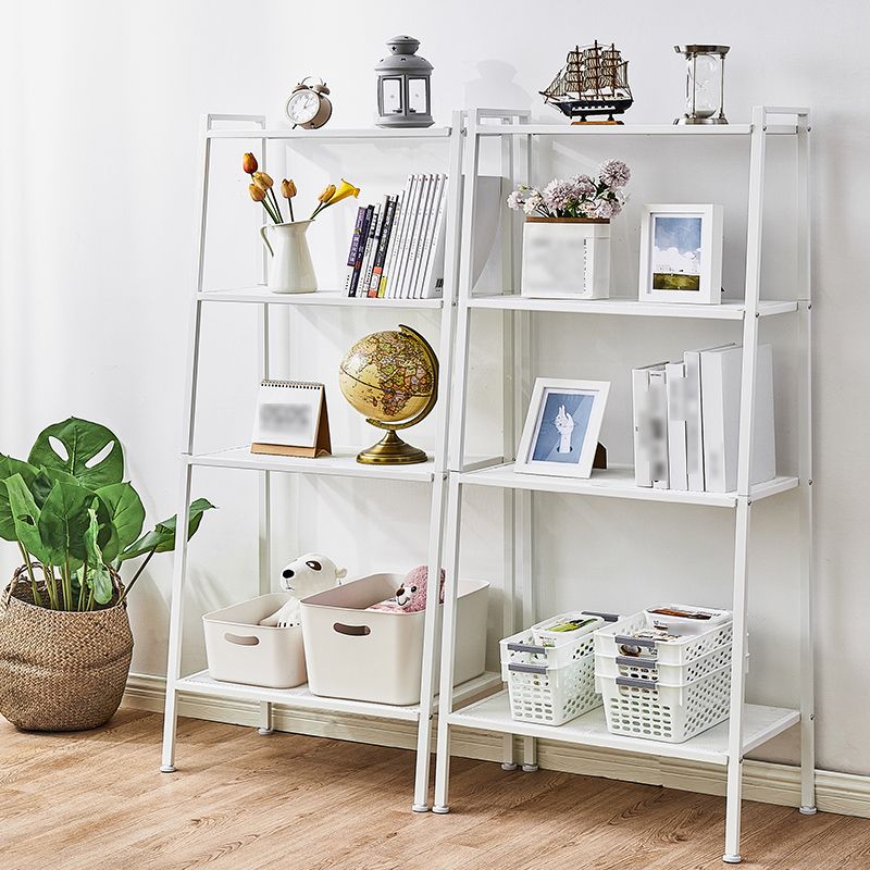 Contemporary Open Ladder Bookshelf Metal Vertical Bookshelf for Home