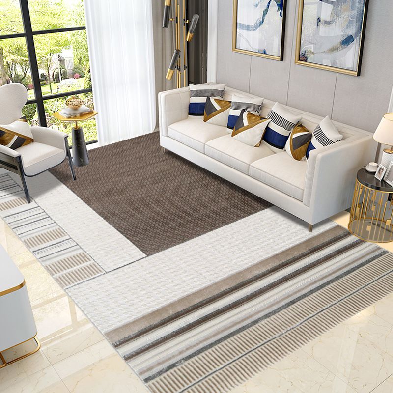 Gray Abstract Line Rug Polyester Modern Rug Non-Slip Backing Rug for Home Decor