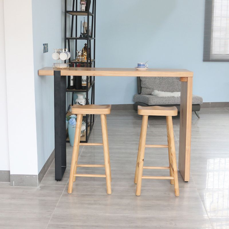 Modern Wood Bar Table with Rectangle Table Top Double Pedestal Table - 15.8'' Square