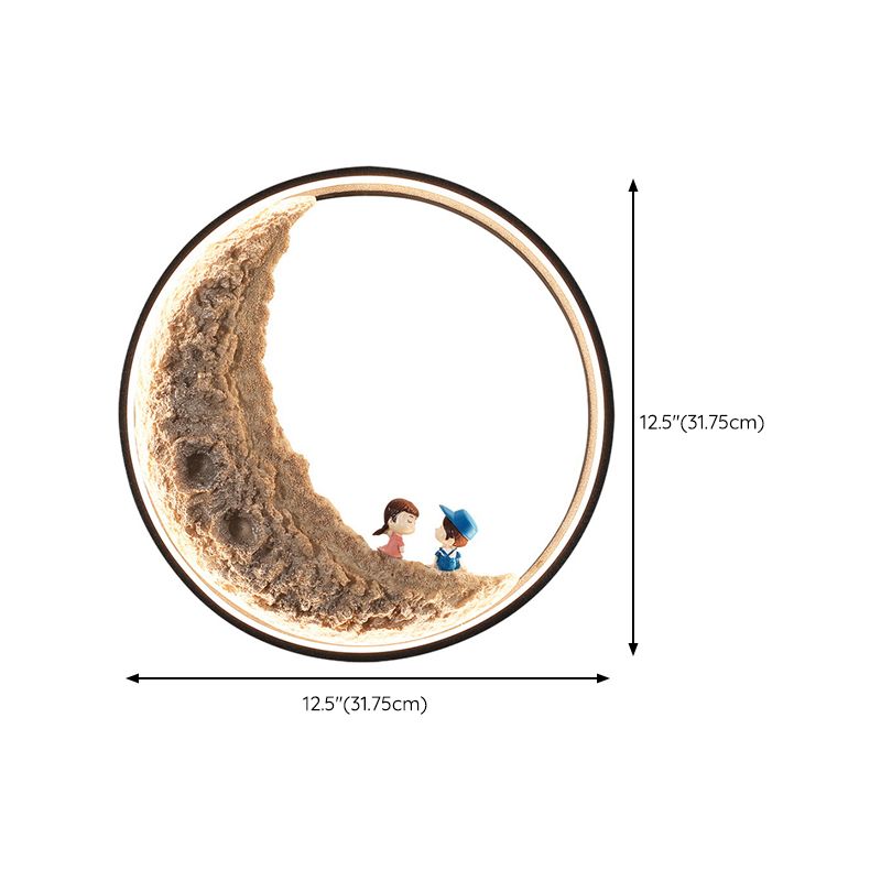 Modern Metal Wall Sconce Circle Shape Wall Light with PC Shade for Living Room