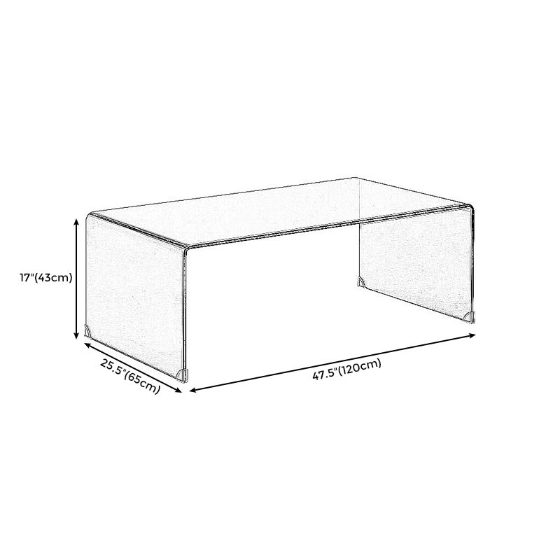 Glass Sled Coffee Table Geometric 1 Single Cocktail Table in Brown