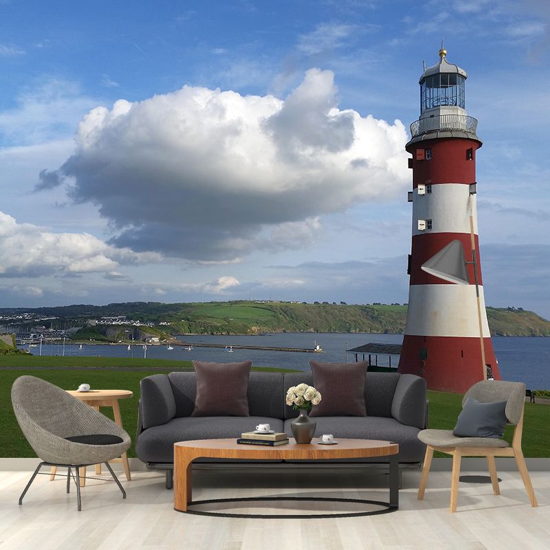 Large Lighthouse Wall Mural Contemporary Mildew Resistant Wall Art for Living Room