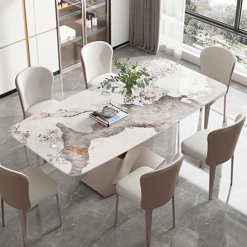 Modern Style Sintered Stone Top Dinette Set with Rectangle Table Table Dining Room Set