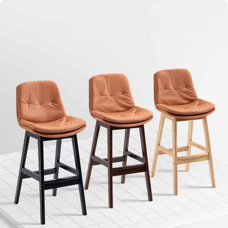 Modern Rubberwood Footrest Barstool Low Back Restaurant Stool
