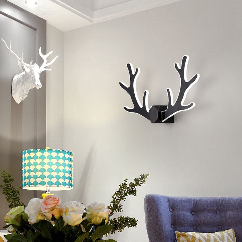 2-Light Antler Sconce Modern Metal Sconce Light Fixture for Bedroom