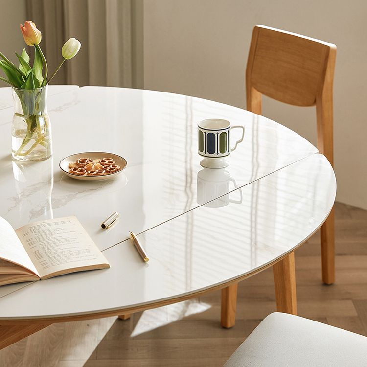 Stone Top Dinette Table with Wooden Frame Modern White Home Dining Table