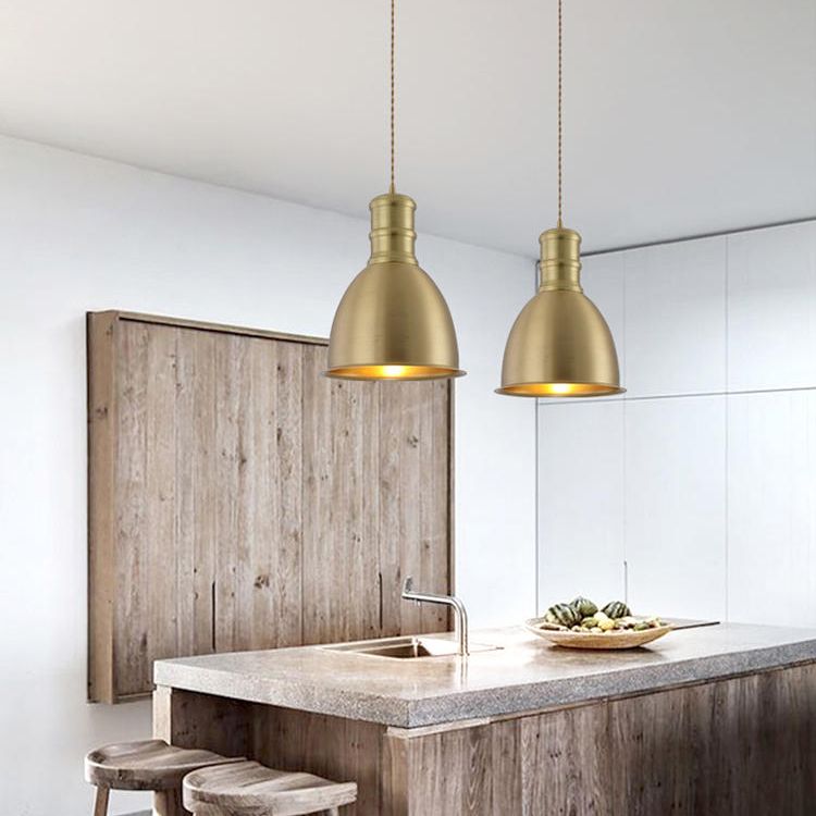Minimalistische hangende hanglamp messing messing gearceerde hangerverlichting met metalen schaduw