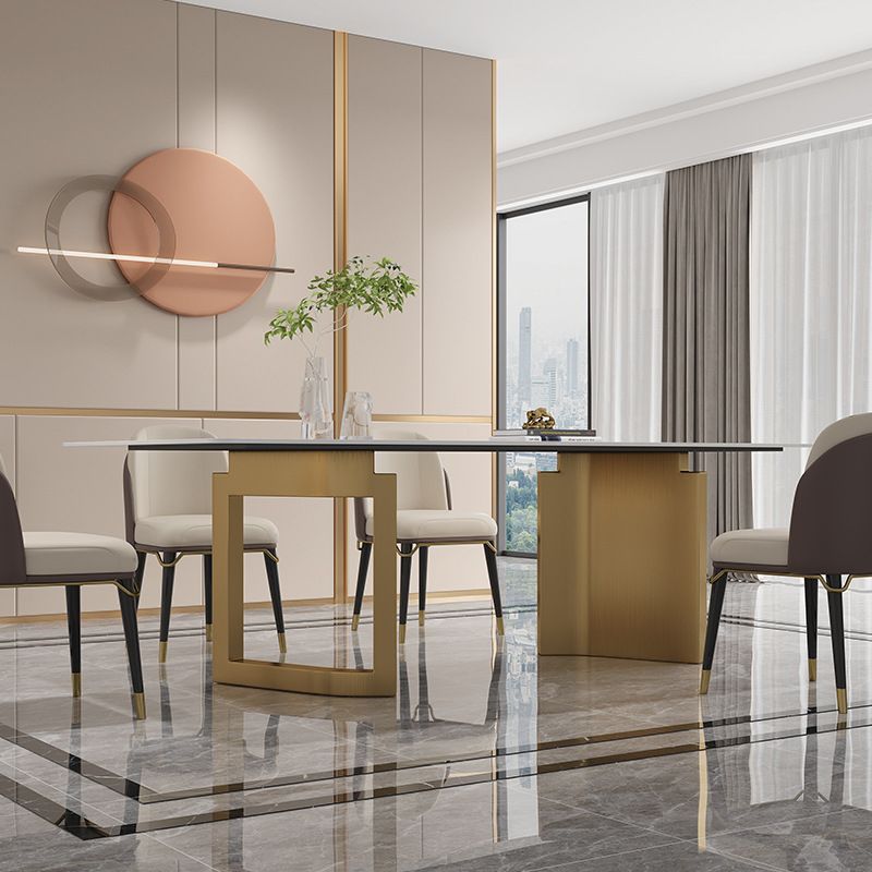 Luxurious Sintered Stone Top Dining Set Rectangle 1/4/5/6 Pieces Dining Room Table Set