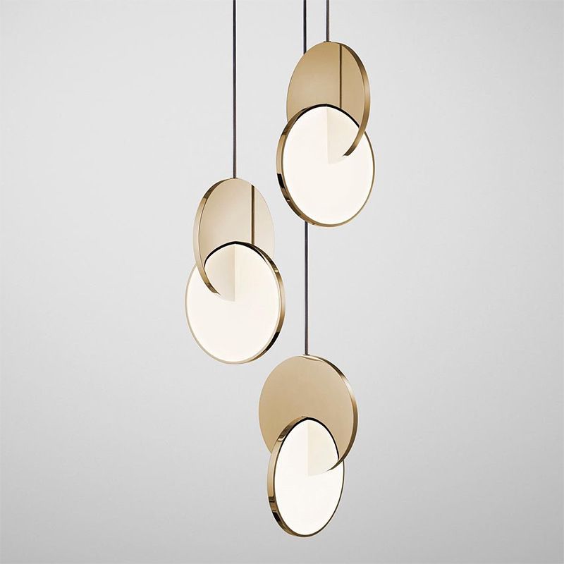 Double Round Shape LED Pendant Lamp Modern Minimalist Metal Hanging Lamp for Living Room