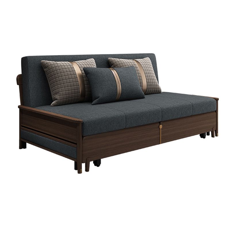 Modern Armless Sofa Bed with Storage Linen Sofa Bed in Brown