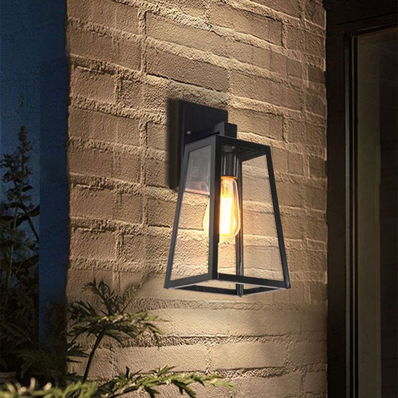 Industrielle Vintage Wandlampe Aluminium Geometrische wasserdichte Wandleuchten mit klarem Glasschatten