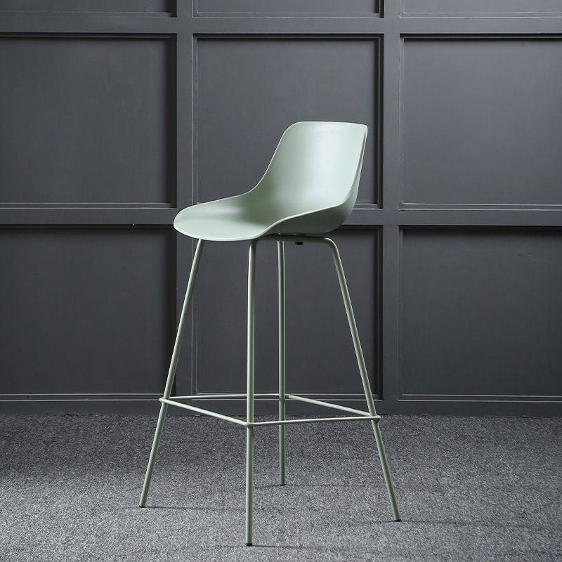 Milk Tea Shop Footrest Stool Nordic Style Matte Finish Metal Bar Stool