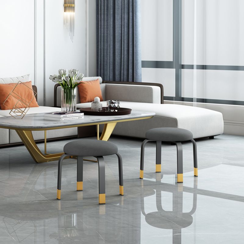 Footstool Ottoman Tear Resistant Solid Glam Cotton Blend Round Ottoman