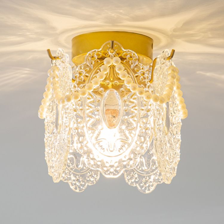 Nordic Cylinder Semi Flush Ceiling Light Glass Aisle Ceiling Flush Mount