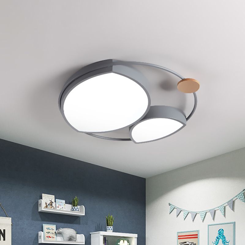 Grey Finish Arc Ceiling Flush Nordic Style LED Metal Flush Mount Lamp Fixture for Bedroom