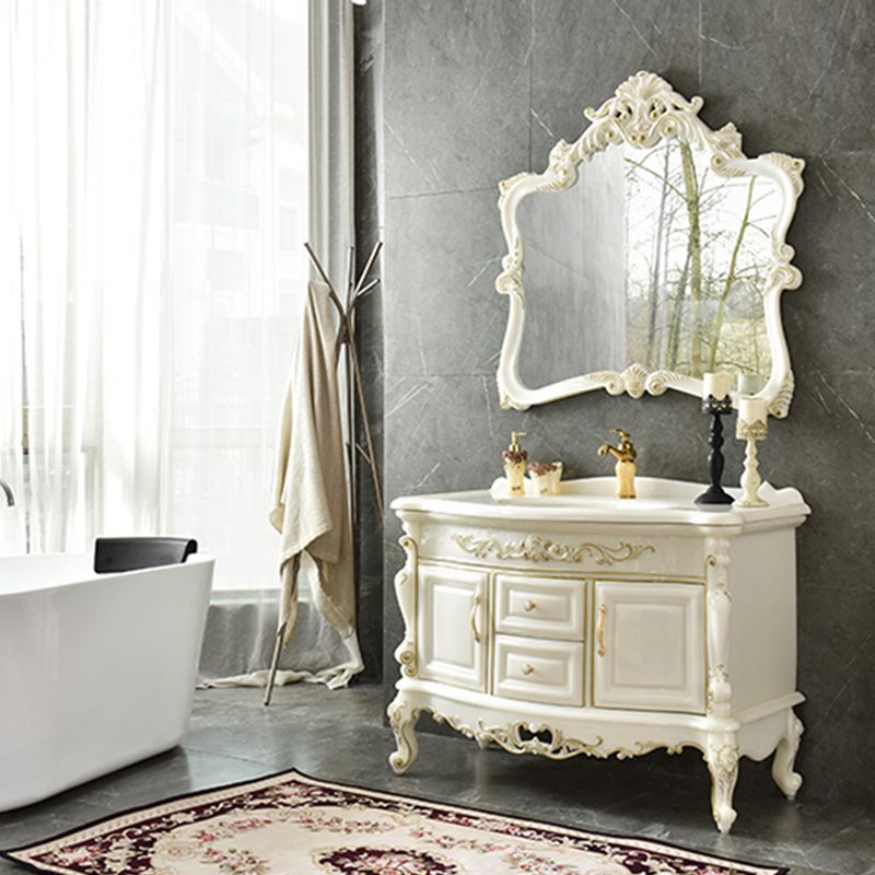 Luxury Bathroom Vanity Set Single Sink Drawers 2 Doors Bathroom Vanity with Mirror