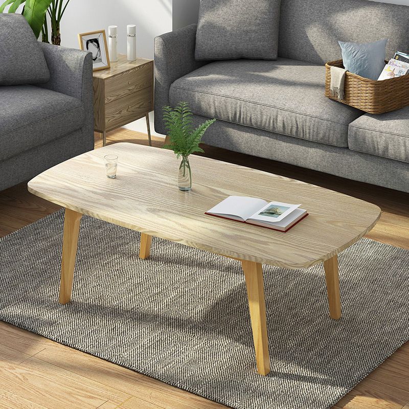 4 Legs Rectangular Coffee Table with Storage Rack Made of Wood