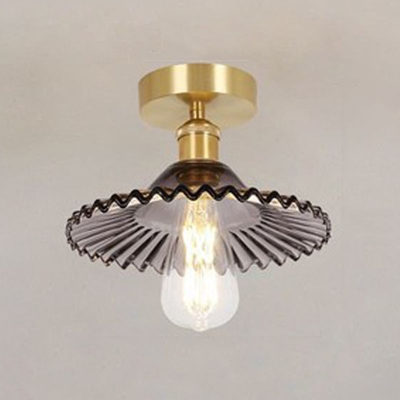 1-Light Ceiling Light Modern Ceiling Mount Lamp with Glass Shade for Bedroom