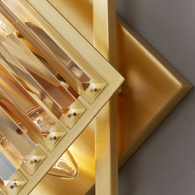 2 / 3 - Light Wall Light Solid Brass and Crystal Post Modern Wall Sconce