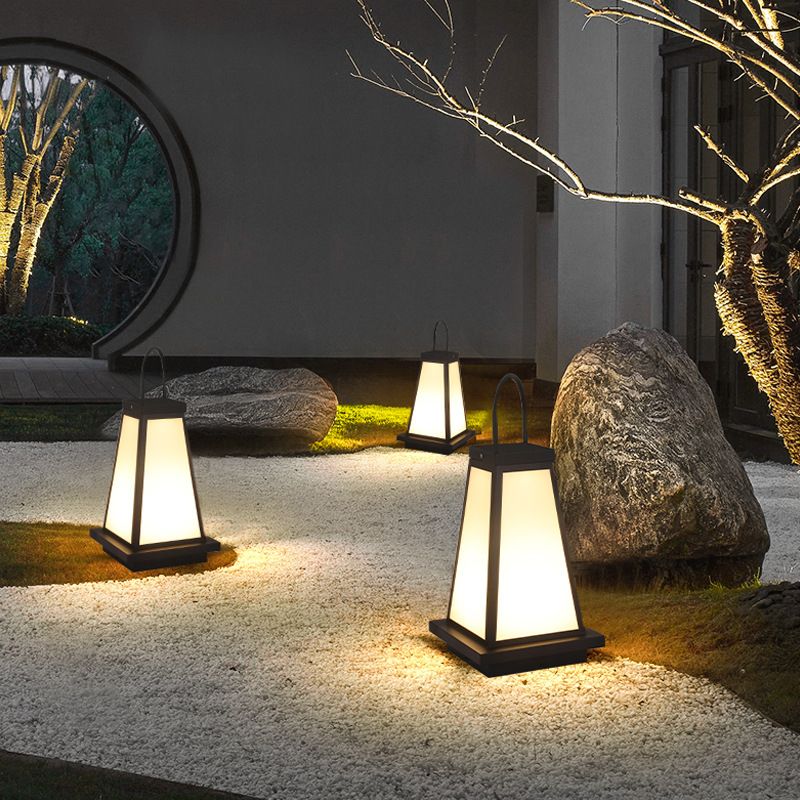 Modern Metal Solar Pillar Lamp Black Outdoor Waterproof Light