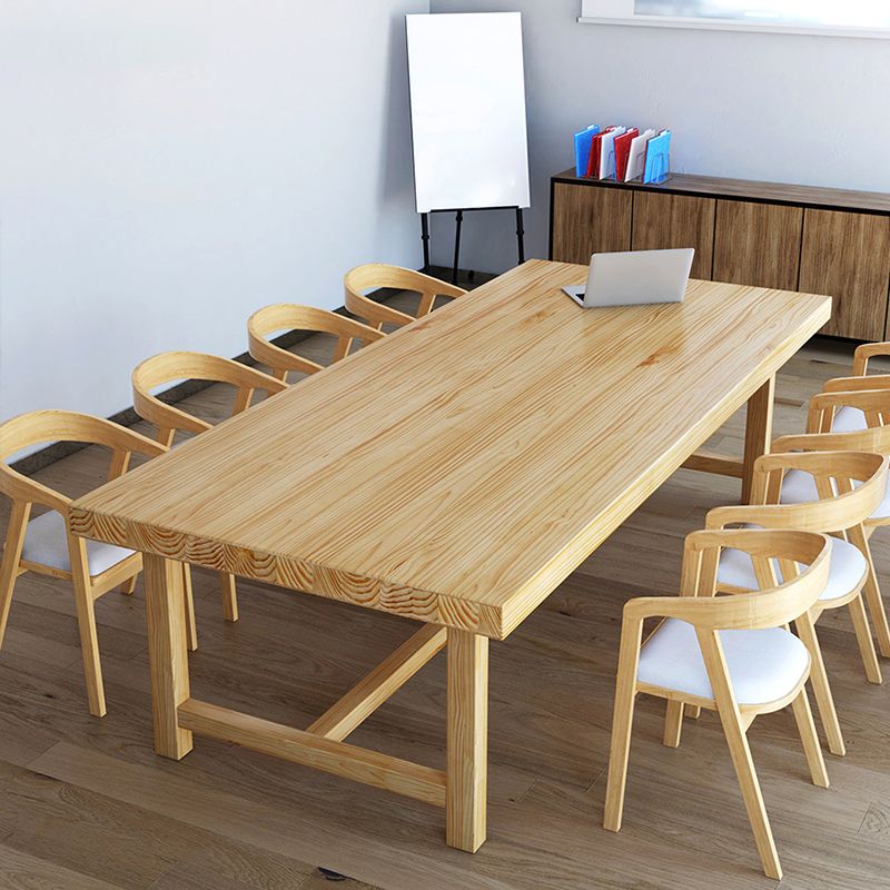 Mesa de comedor industrial de madera maciza mesa de madera con base de caballete