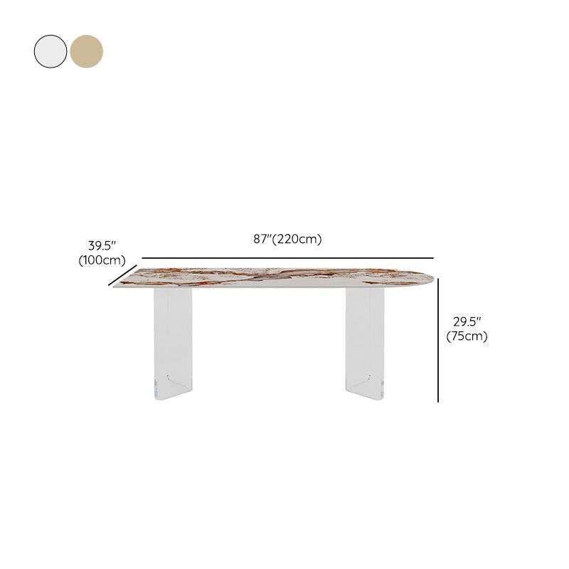 Modern Dining Table Sintered Stone Table with Acrylic Legs for Home Use