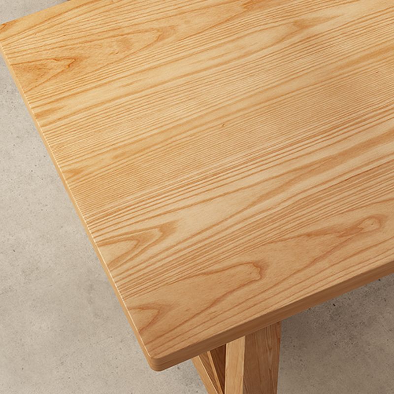 Glam Style Wood Dining Table Rectangle Table with Wood Legs for Kitchen
