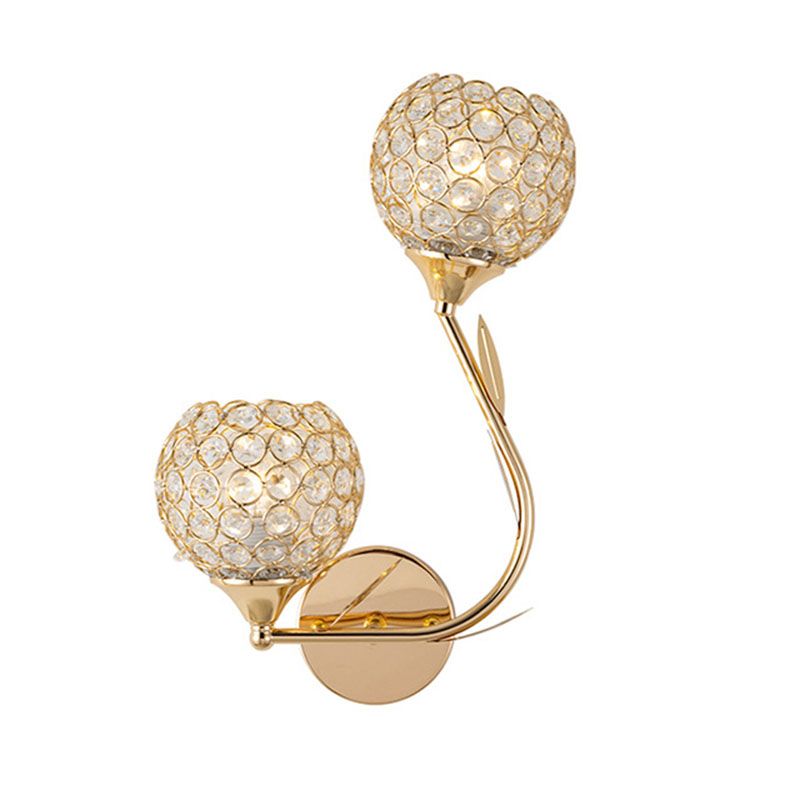 Ball Shade Crystal Wall Light Contemporary Wall Sconce Lighting for Living Room