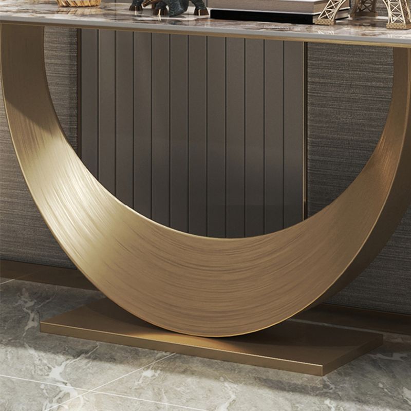 Rectangle Shape Contemporary Console Table Gold Stone Console Sofa Table for Hall