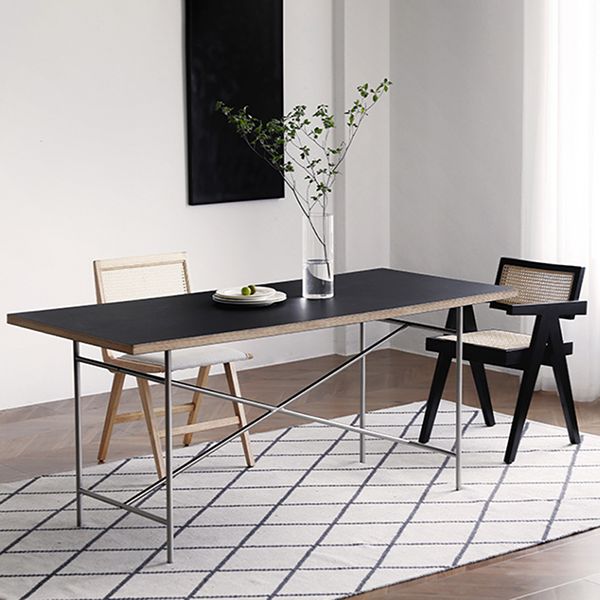 Rectangle Dining Table Industrial Wooden Kitchen Table with Seld Base