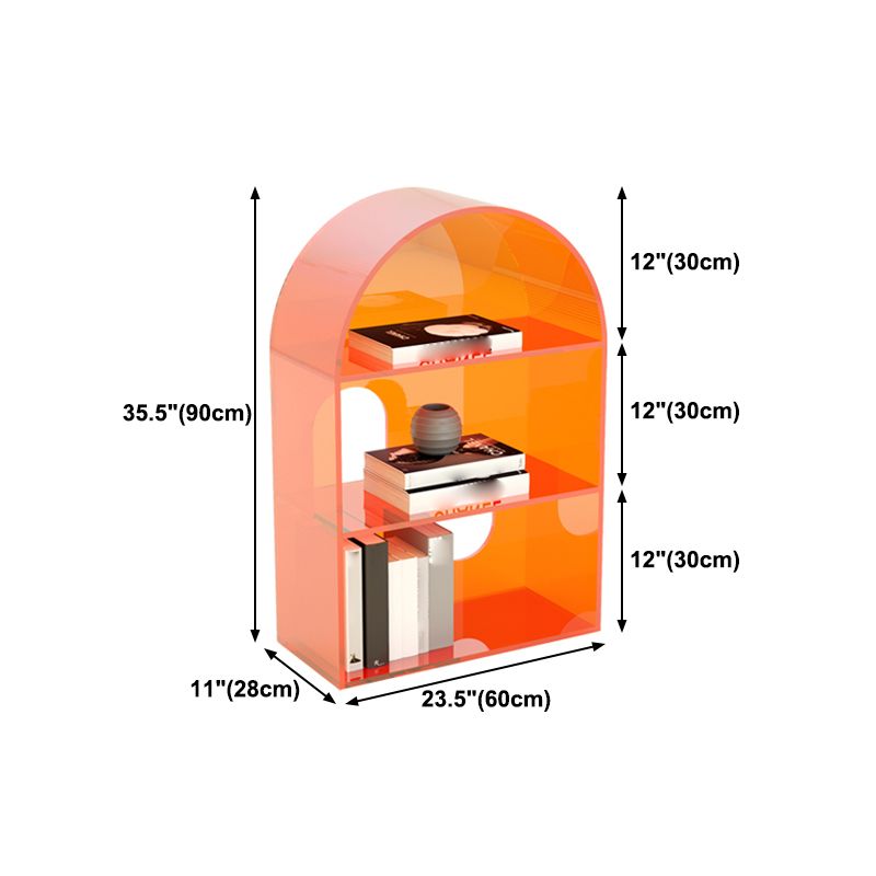 Acrylic Bookshelf Scandinavian Style Orange Open Back Bookcase for Home Office Study Room