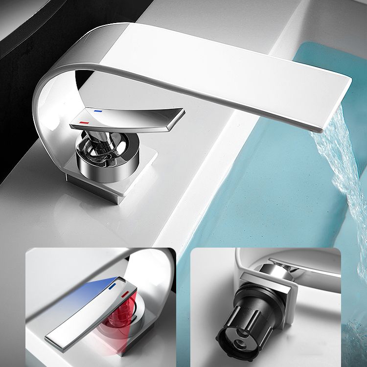 Bathroom Faucet Brass Waterfall Spout Lever Handle Washroom Sink Faucet