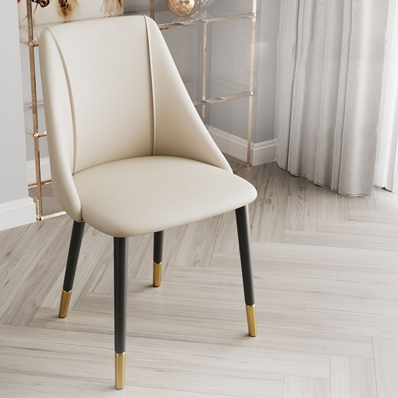 Luxurious Upholstered Armless Chair Leather Chair with Metal Base for Dining Room
