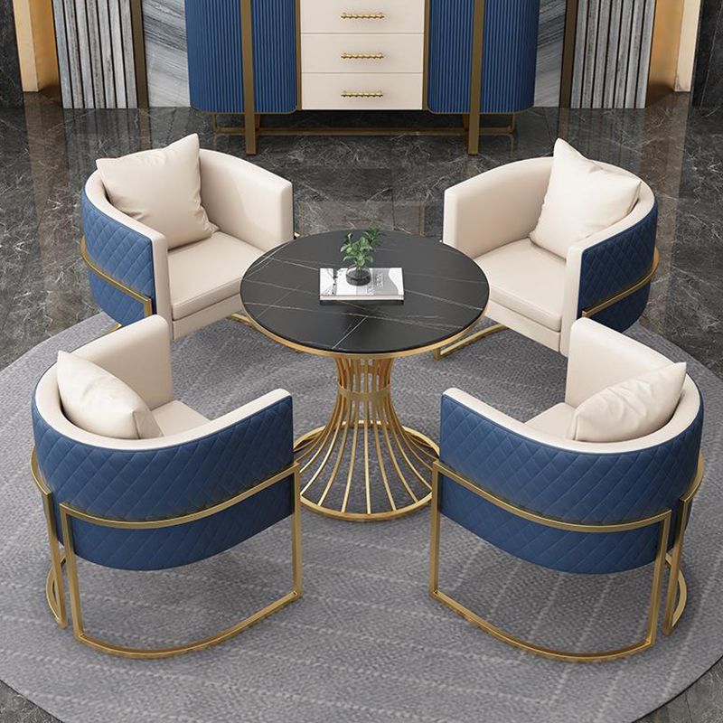 Matte Finish Stone Top Dinette Table for Home Traditional Luxury Round Dining Table