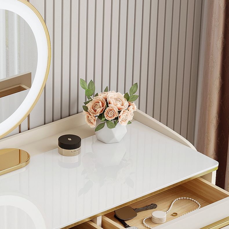 Contemporary Stone Top Dressing Table with 2 Drawers and Acrylic Base