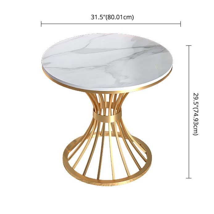 Glam Sintered Stone Dining Room Set Standard Height with Gold Base Dining Furniture
