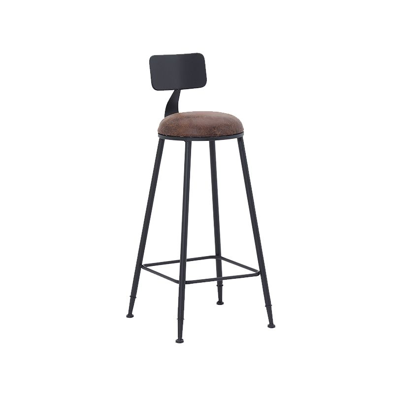 Industrial Dining Stools Low Back Bar Stools with Black Metal Base