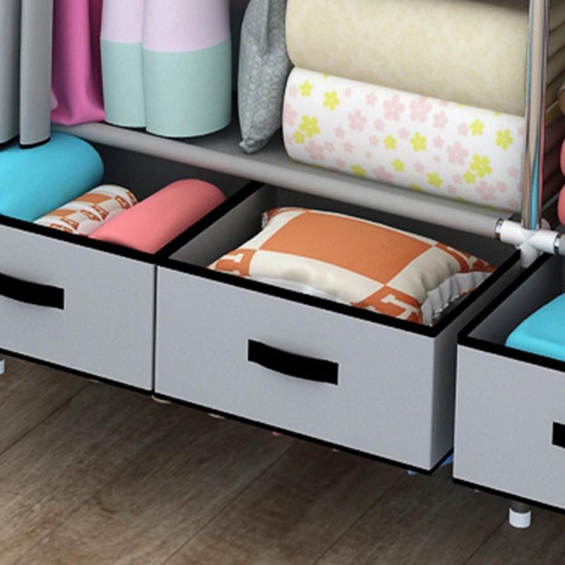 Contemporary Style Metal Wardrobe 1-Door Wardrobe Closet, 49.21" D x 17.72" W x 66.14" H