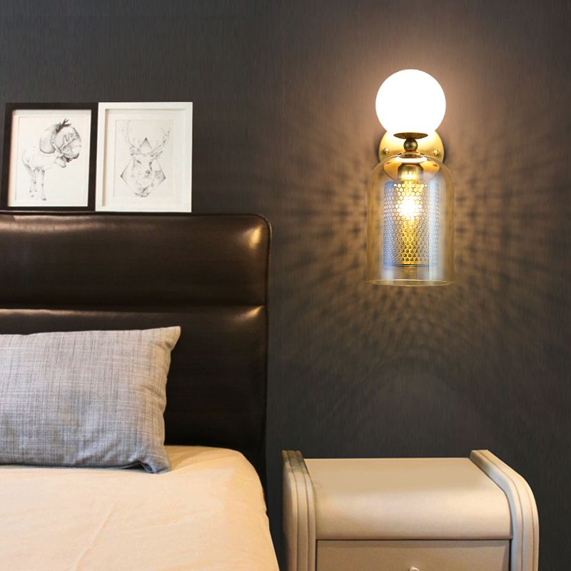 Glass Shaded Wall Light Sconce Nordic Style Wall Lighting Fixture for Living Room