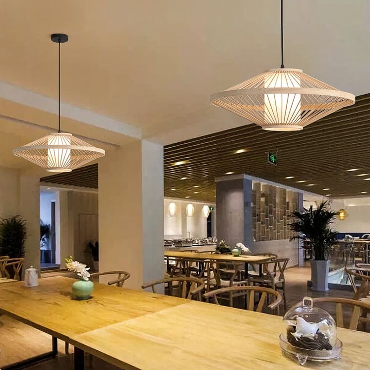 Flying Saucer Bambus Anhänger Beleuchtung Leuchte Asien Stil Suspension Anhänger Licht