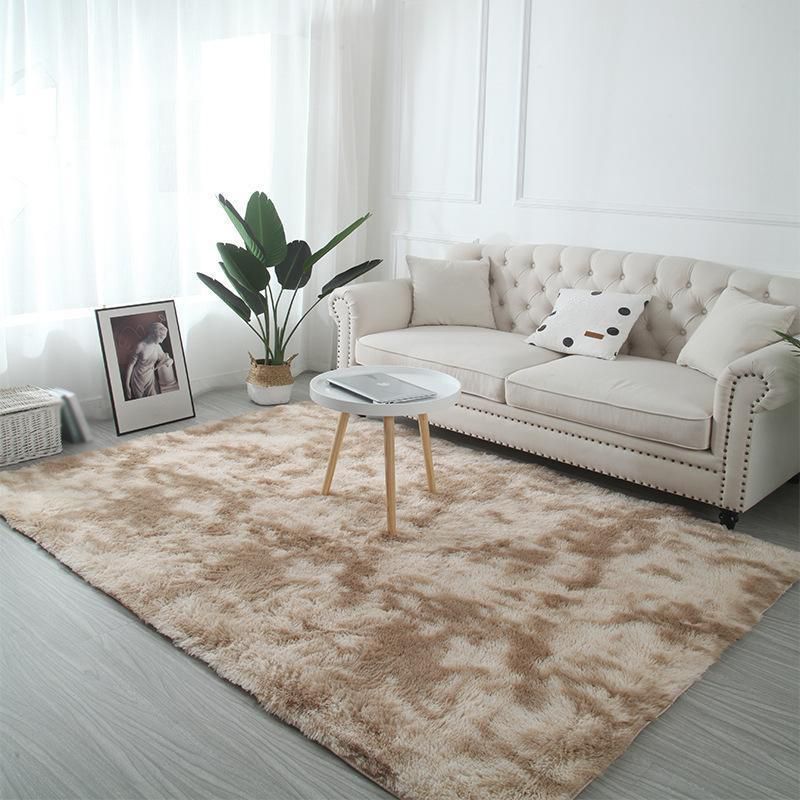 Casual Plain Carpet Polyester Shag Indoor Rug Non-Slip Backing Rug for Living Room