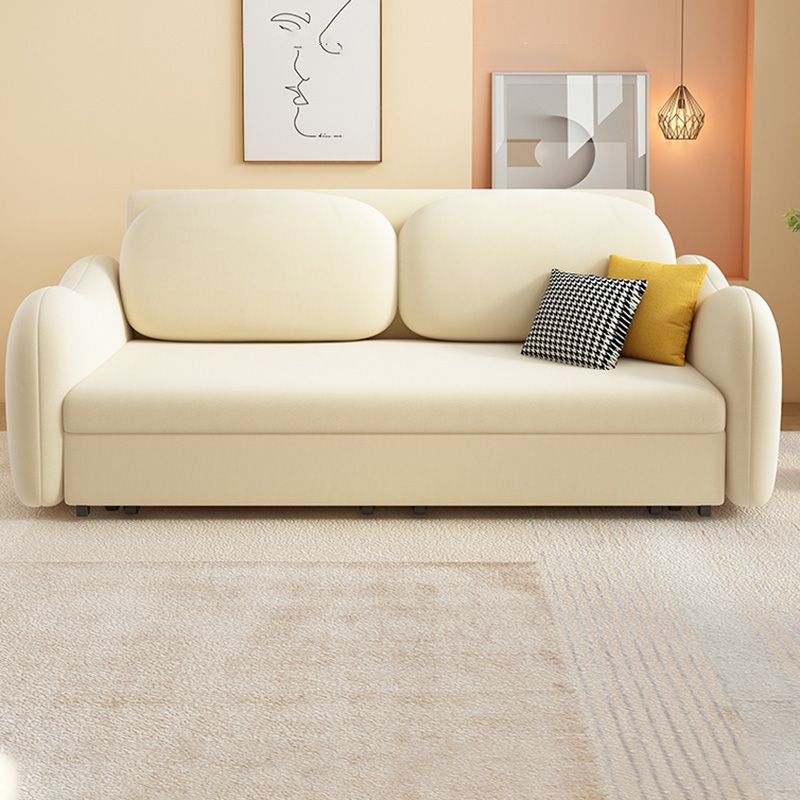 Fabric Pillow Back Sofa Bed Glam Futon Sleeper Sofa Bed in White
