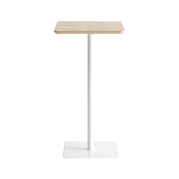 Industrial Solid Wood Bar Dining Table Steel Single Pedestal Bistro Table Fixed Table