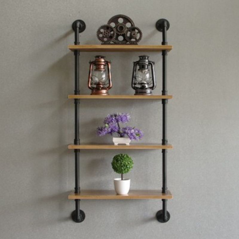 Wall Mounted Bookcase Industrial Metal Floating Shelf for Study Room