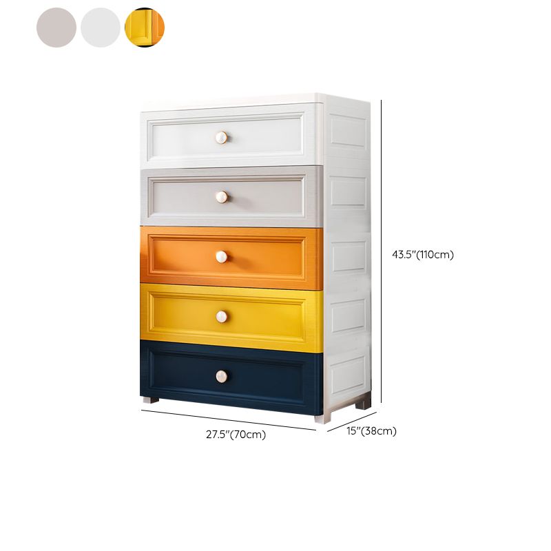 Plastic Contemporary Bedroom Cabinet Matte Finish Storage Cabinet with Drawers