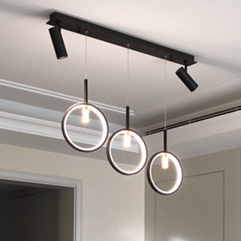 Luz de hierro forjado de isla lineal creativa moderna Luz de hierro forjado con sombra de silicona