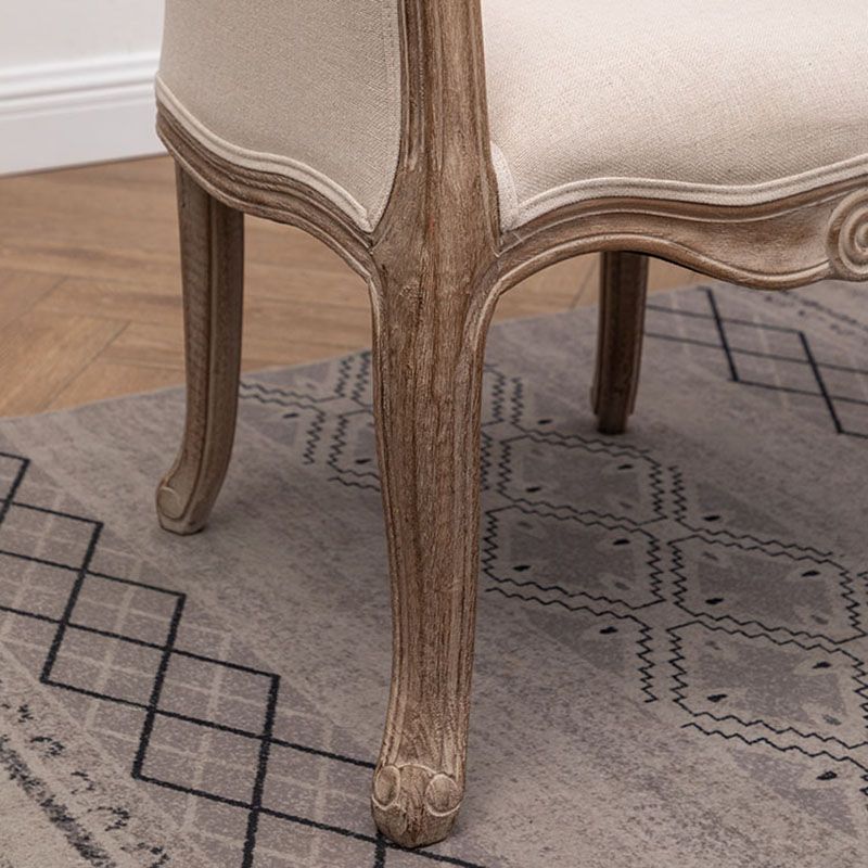 Farmhouse Fabric Home Arm Chair Matte Finish Solid Back Dining Chair