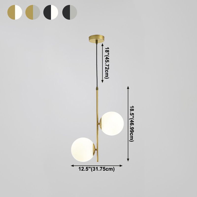 2 Lichte bolvormige tak Hangende lichten Moderne stijl Glazen hangende verlichting voor slaapkamer