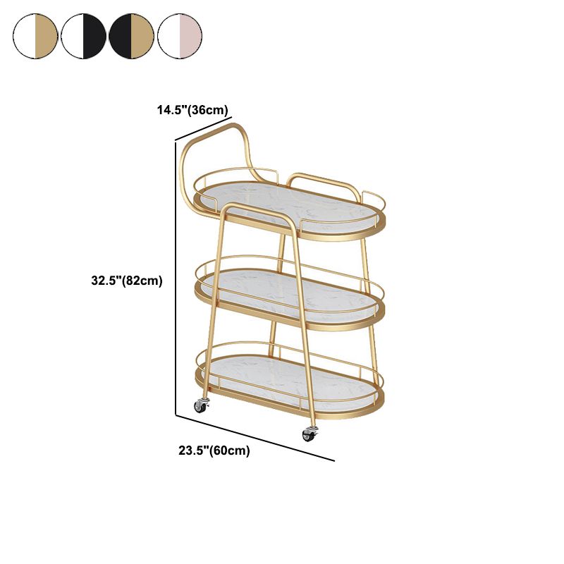 Contemporary Oval Metal Prep Table 32.28"H Rolling Prep Table