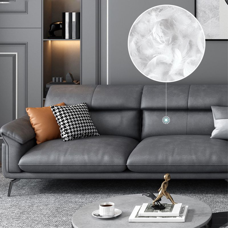 Modernism Flared Arm Sectional 4-Seater Faux Leather Sectional